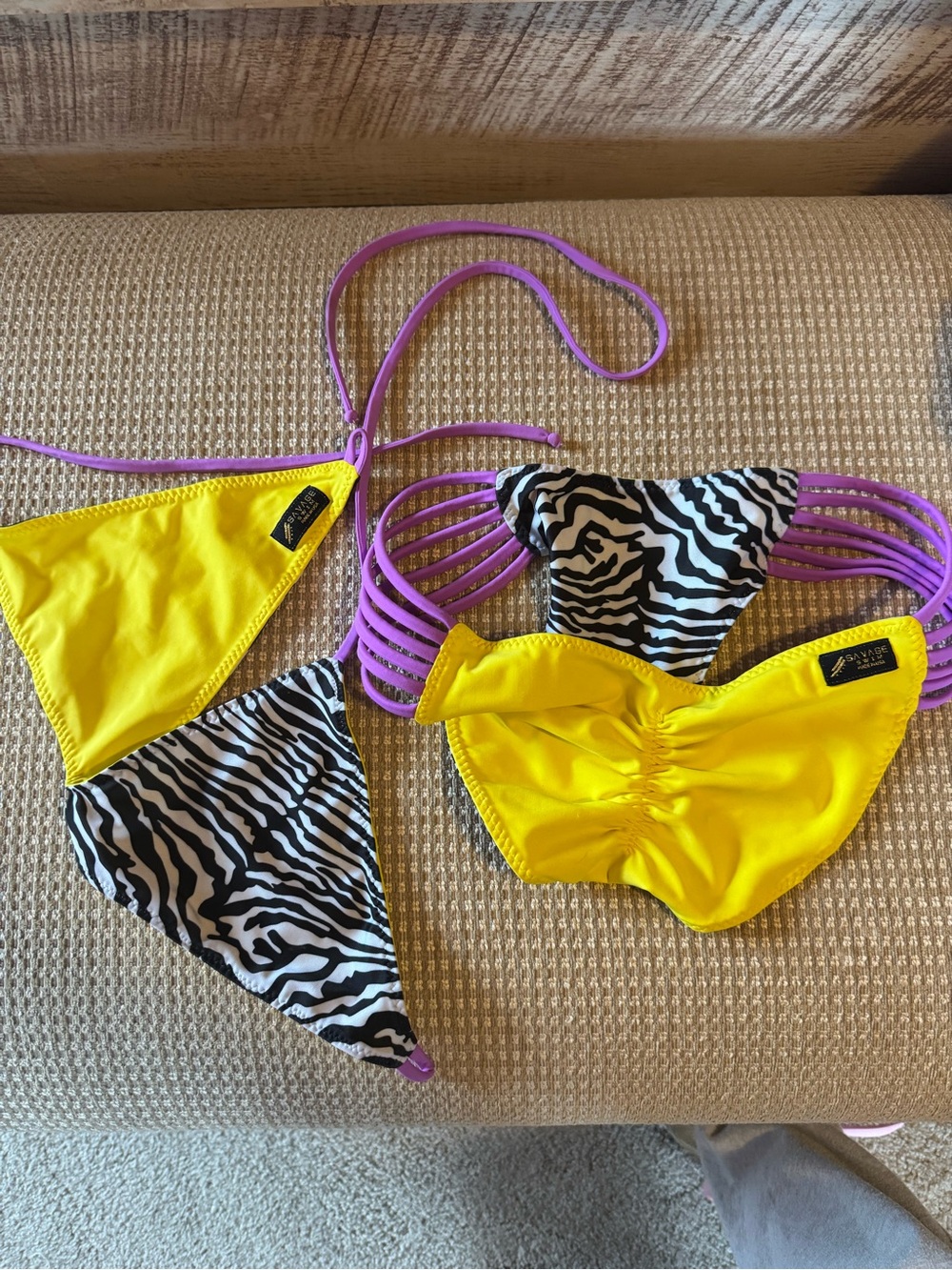 Yellow & Zebra Print Women’s Bikini Top and Bottom
